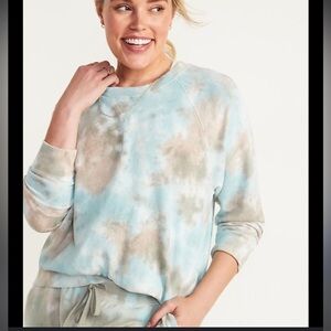 Old Navy 2 Piece Tie Dye Set Crewneck Sweatshirt (M) Joggers (L) Brown Blue M/L